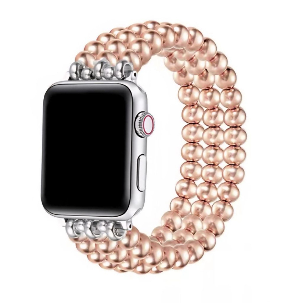 Posh Tech Rose Gold Silver Beaded Apple Watch Band